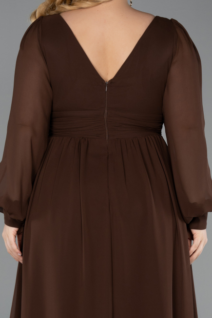 Braun Kleider İn Großen Größen Chiffon Lang ABU1988