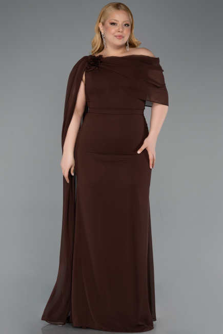 Braun Abendgarderobe İn Großen Größen Chiffon Lang ABU5419