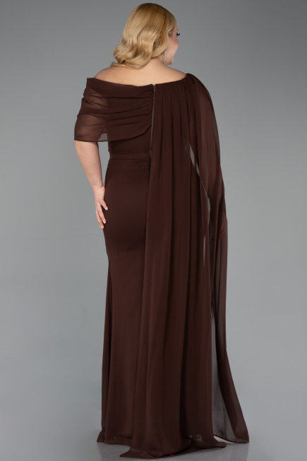 Braun Abendgarderobe İn Großen Größen Chiffon Lang ABU5419