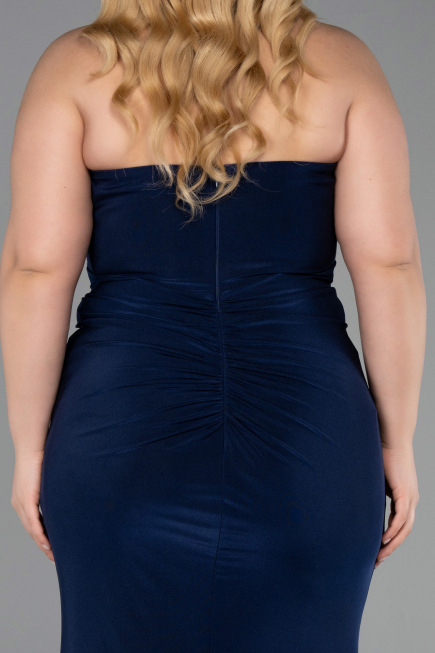 Abendkleid in Übergröße Lang Marineblau ABU6097