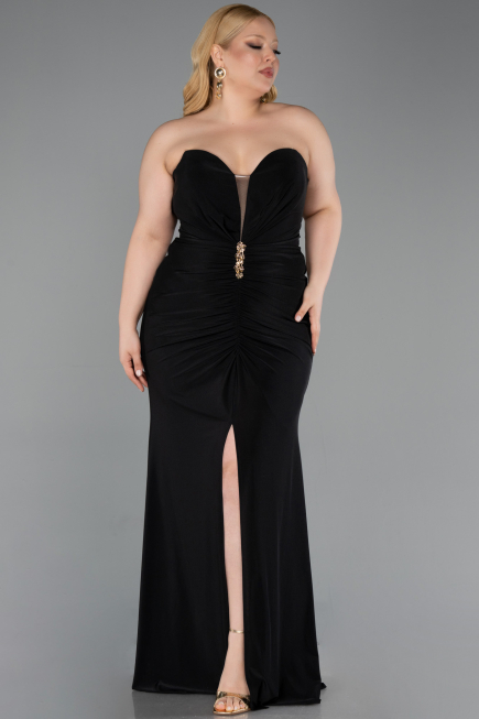 Abendkleid in Übergröße Lang Schwarz ABU6097
