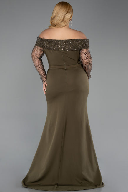 Kleider in Großen Größen Lang Khaki ABU6103