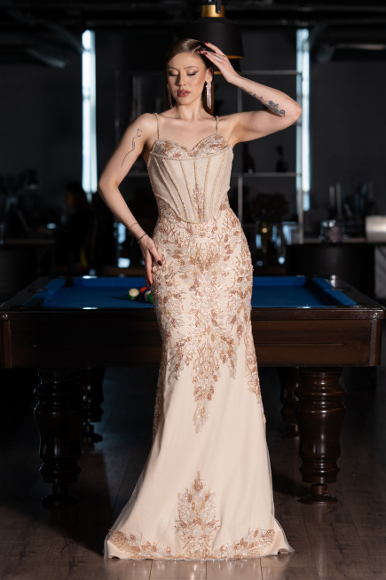 Designer Abendkleid Lang Gold ABU6116