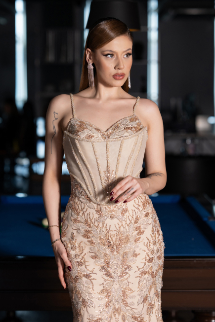 Designer Abendkleid Lang Gold ABU6116