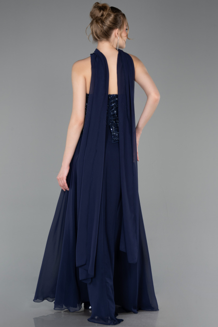 Abendkleid Lang Chiffon Marineblau ABU6150