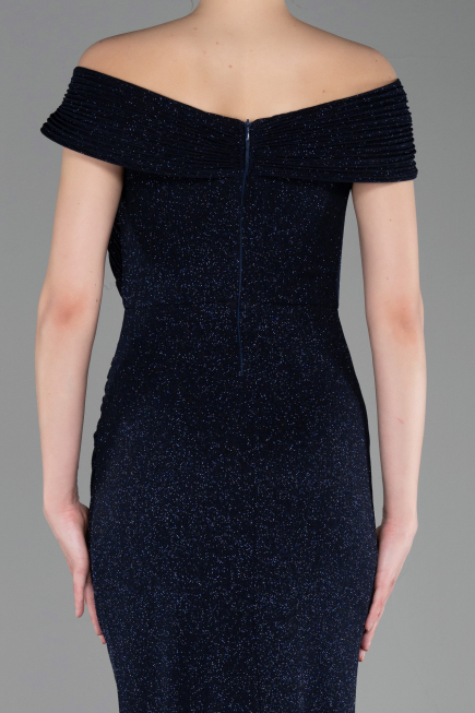 Abendkleid in Übergröße Lang Marineblau ABU5714