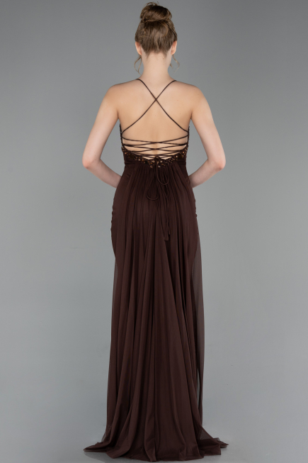 Abschlusskleid Lang Satin Braun ABU6152