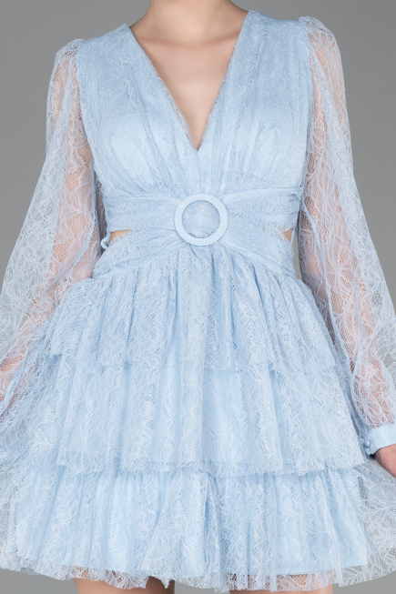 Partykleid Kurz Spitze Eisblau ABK2623