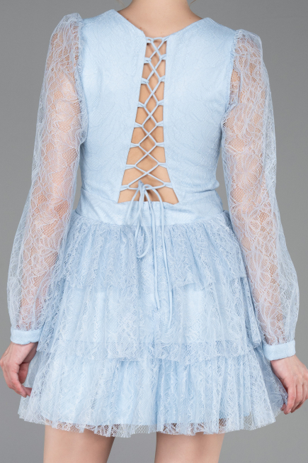 Partykleid Kurz Spitze Eisblau ABK2623