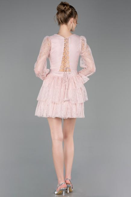 Partykleid Kurz Spitze Puder ABK2623
