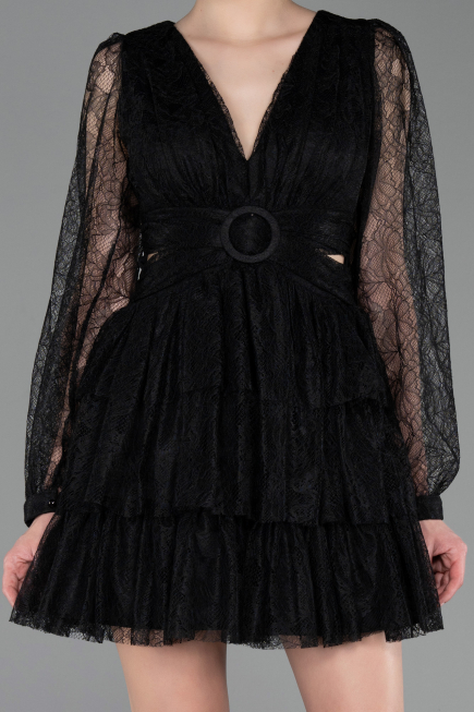 Partykleid Kurz Spitze Schwarz ABK2623