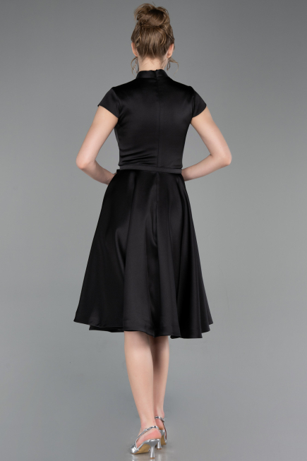 Partykleid Midi Satin Schwarz ABK2626