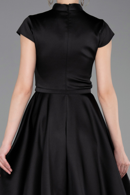 Partykleid Midi Satin Schwarz ABK2626