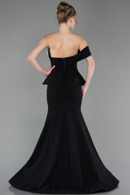 Abendkleid im Meerjungfrau-Stil Lang Schwarz ABU6153