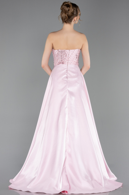 Standesamtkleid Lang Perlenbesetzt Puder ABU6125