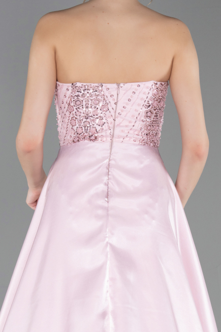 Standesamtkleid Lang Perlenbesetzt Puder ABU6125