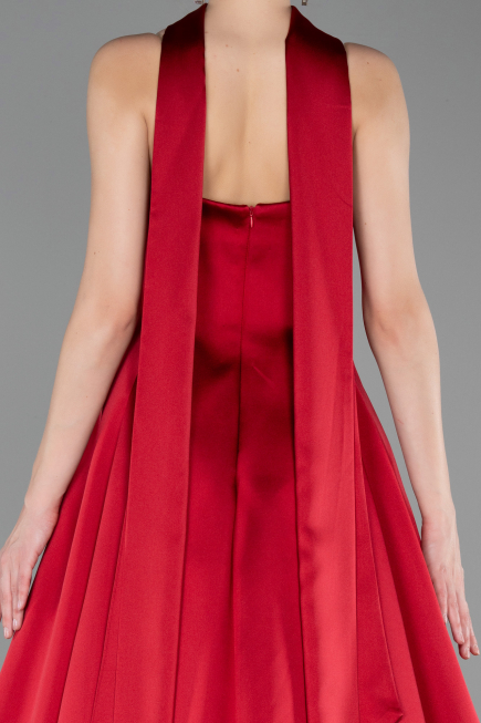 Abendkleid Lang Satin Weinrot ABU6156
