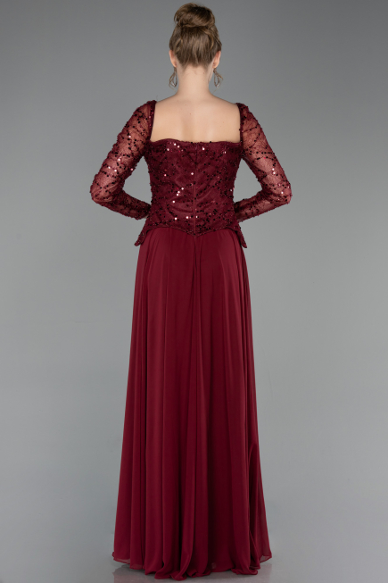 Abendkleid Lang Chiffon Weinrot ABU6157