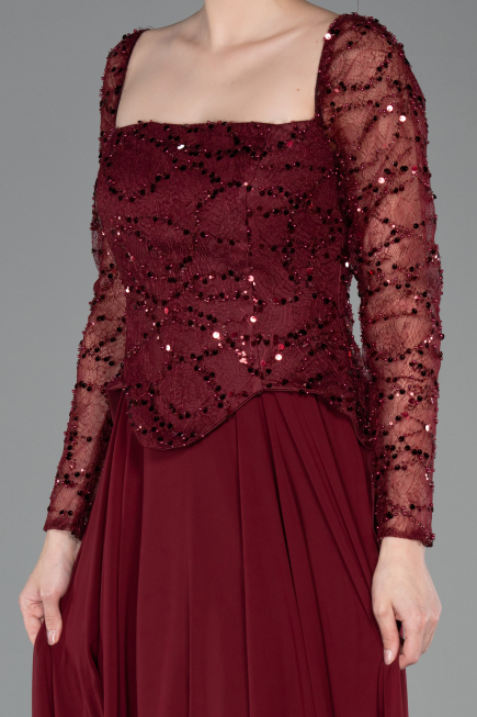 Abendkleid Lang Chiffon Weinrot ABU6157