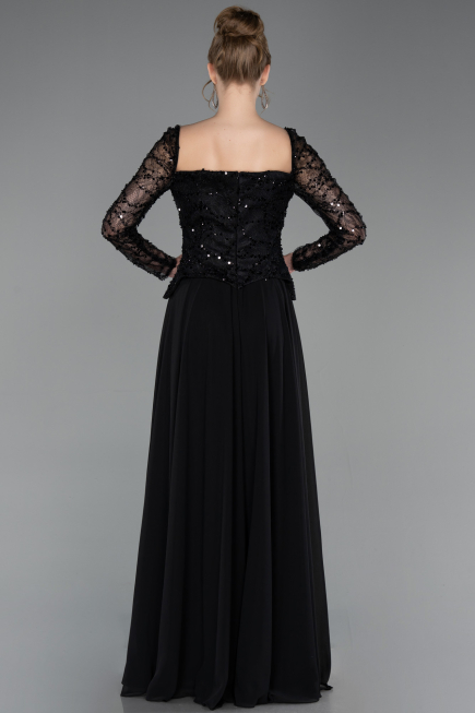 Abendkleid Lang Chiffon Schwarz ABU6157