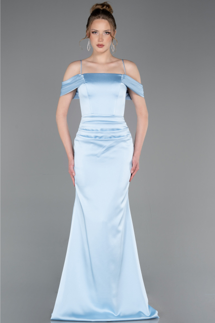 Abschlusskleid Lang Satin Eisblau ABU6158
