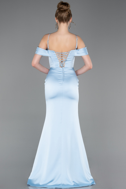 Abschlusskleid Lang Satin Eisblau ABU6158