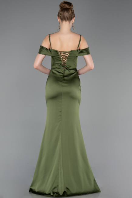 Abschlusskleid Lang Satin Khaki ABU6158