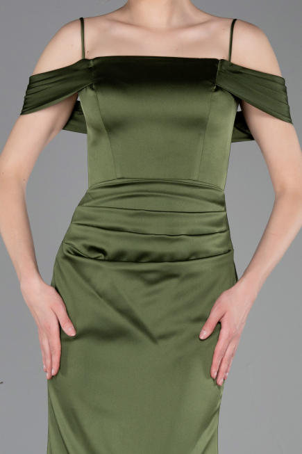 Abschlusskleid Lang Satin Khaki ABU6158