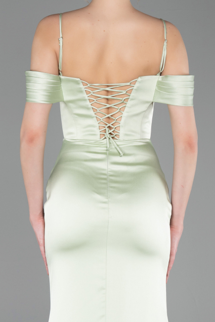 Abschlusskleid Lang Satin Minzgrün ABU6158