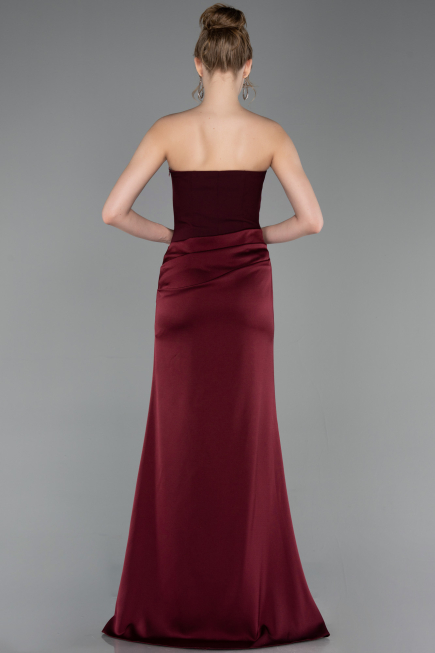 Abschlusskleid Lang Satin Weinrot ABU6096