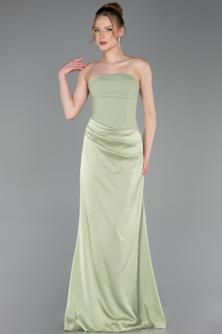 Abschlusskleid Lang Satin Pistaziengrün ABU6096