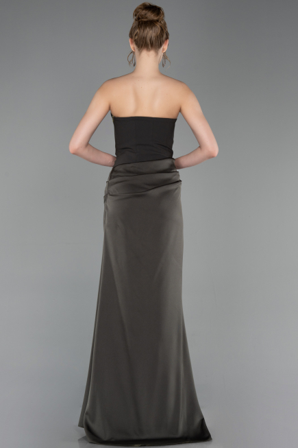 Abschlusskleid Lang Satin Khaki ABU6096
