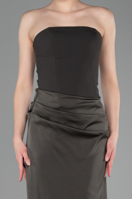 Abschlusskleid Lang Satin Khaki ABU6096