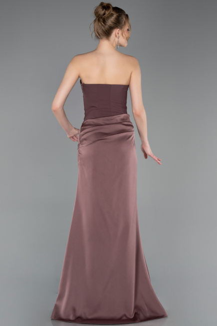 Abschlusskleid Lang Satin Braun ABU6096