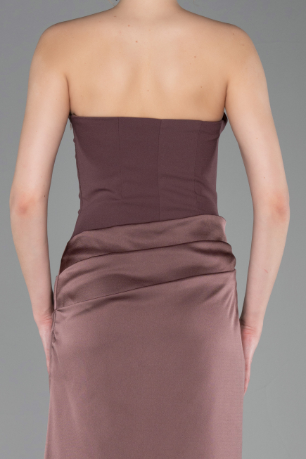Abschlusskleid Lang Satin Braun ABU6096