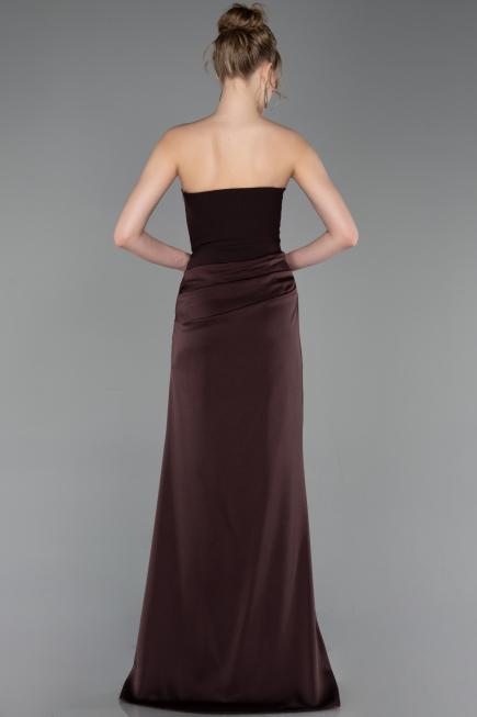 Abschlusskleid Lang Satin Dunkelbraun ABU6096