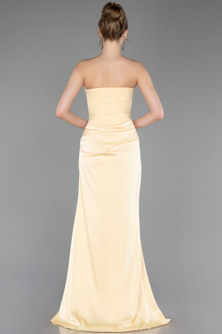 Abschlusskleid Lang Satin Gelb ABU6096