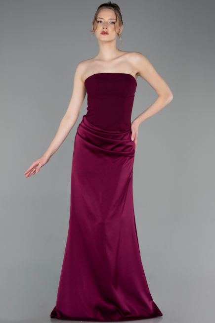 Abschlusskleid Lang Satin Kirschrot ABU6096