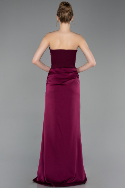 Abschlusskleid Lang Satin Kirschrot ABU6096