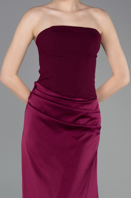 Abschlusskleid Lang Satin Kirschrot ABU6096