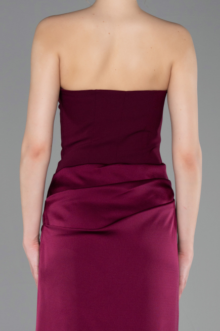 Abschlusskleid Lang Satin Kirschrot ABU6096