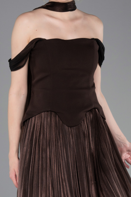 Partykleid Midi Chiffon Braun ABK2619