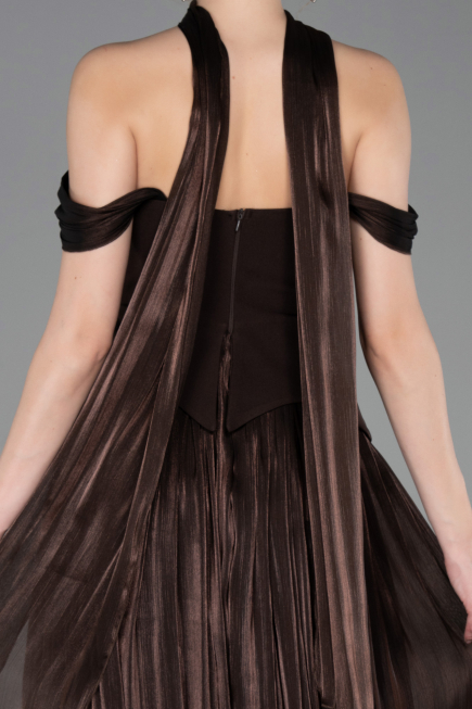Partykleid Midi Chiffon Braun ABK2619