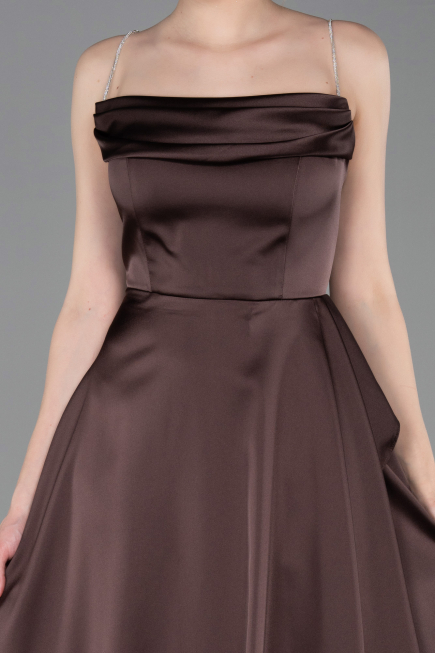 Abschlusskleid Lang Satin Braun ABU6130