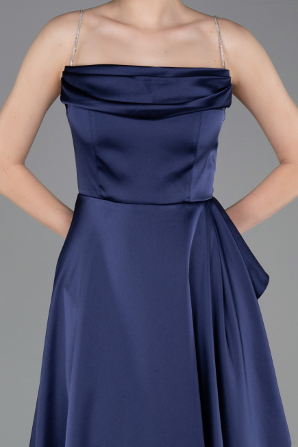 Abschlusskleid Lang Satin Marineblau ABU6130