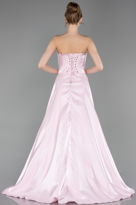 Standesamtkleid Lang Perlenbesetzt Puder ABU6125