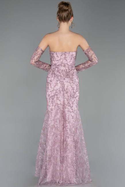 Abendkleid Lang Guipure Spitze Puder ABU6159