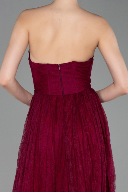 Abschlusskleid Lang Spitze Pflaume ABU6160