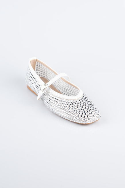 Party-Schuhe Steinbesetzt Weiß AB2120