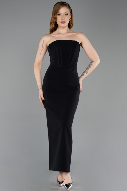 Abendkleid Midi Schwarz ABK2628